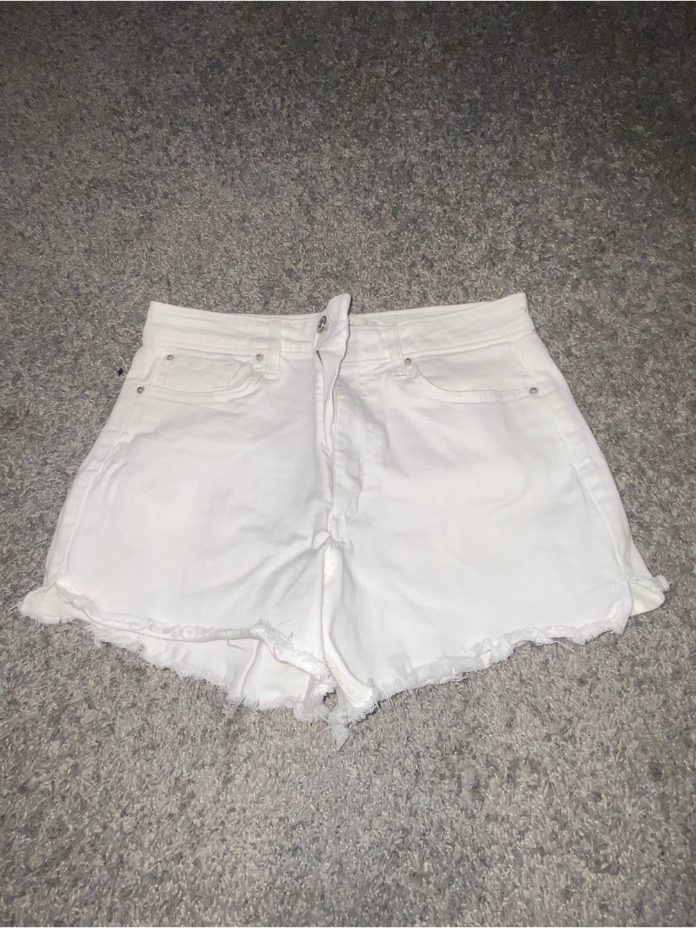 Ella Moss White High-Rise Frayed Hem Denim Shorts